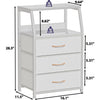 White 3-Drawer Bedside Table w/ Open Shelf,Small Storage Nightstand for Bedroom