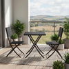 3 Piece Rattan Bistro Dining Set Outdoor Garden Balcony Folding Table Chair