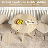 COSTWAY 90CM Wood Dining Table Round Kitchen Table for 2-4 People-Brown