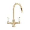 Dual Flow Mixer Tap Kitchen Sink Swivel Spout Antique Brass Ceramic ENKI KT059
