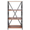 Industrial Style 3/ 4 Tier Bookshelf Walnut & Black Metal Shelves Display Shelf