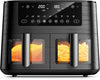 9L Dual Air Fryer XL Large Capacity 9-in-1 Touch Screen Smart Cooking Black