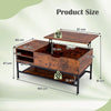 Lift Top Coffee Table with Hidden Compartment & Removable Storage Shelf（Brown）