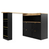Kitchen Island Extendable Dining Table with Storage Cabinet Bar Bistro Table
