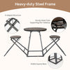 3-Piece Round Table and Stool Set Modern Dining Bar Table with 2 Foldable Stools