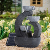 Solar Garden Rock Water Feature Outdoor Fountain with LED Lights Garden Decor