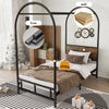Canopy Bed Frame Metal 3ft Single Bed With Headboard & Heavy Duty Slat Support