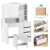 Dressing Table With 5 Drawers LED Mirror Set Makeup Desk Vanity Table Mvjqzzeokp