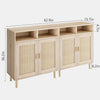 2Pcs Rattan Storage Cabinet Accent Kitchen Sideboard Buffet Cabinet with Doors