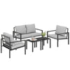 5 Piece Garden Furniture Set, Metal Garden Sofa Set with Cushions, Light Grey