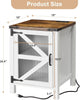 Farmhouse End Table 18" Nightstand w/ Charging Station, Barn Door & Adjustable