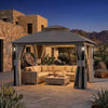 Outdoor Patio Gazebo Pavilion Canopy Double Roof w/LED Light & Bluetooth Speaker
