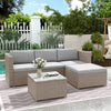 Rattan Garden Furniture Set Corner Sofa Lounger Outdoor Patio Table Chairs Kahki