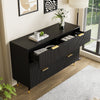 Sideboard Black Wooden Chest of Drawers 6 Drawer Storage for Bedroom Living Room