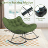 Indoor Outdoor Rocking Chair Egg Papasan Chair w/Padded Cushion-Green