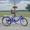 With Basket Blue UK 24 Inch Adult Trike Tricycle Foldable 3 Wheel Bike 7-Speed