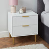 Home Stuff Plus White 2-Drawer Bedside Table with Bronze Accents - 53x50x40cm