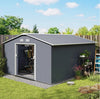 Metal Garden Storage Shed Large Summer Tool House Foundation Kit Lock Doors Unit