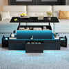 Black LED Lift Top Coffee Table w/ Drawers, Hidden Storage Living Room Furniture