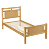 3ft Single Bed Frame 90x190cm with Rattan Headboard and Sturdy Slats, Natural