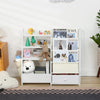 Kids Bookshelf & Toy Organizer, 3-Tier Sling Bookcase with Drawers, White
