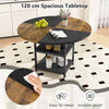 120 cm Round Wooden Kitchen Table Dining Table for 4-6 People-Black