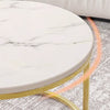 Round Coffee Table Set of 2 Stacking Side End Table Nesting Tables Marble Effect