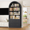 Arched Bookcase with Drawers Arch Display Cabinet Tall Bookshelf 79.5x36x177cm