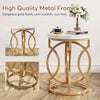 Modern Round End Table with Thick Faux Marble Top, Side Table Cocktail Table