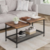 2-Tier Coffee Table End Table Living Room Center Table with Mesh Storage Shelf