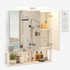 Bathroom Mirror Cabinet with Shaver Socket & Door & Open Compartment & LED Vdlod