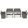COSTWAY 4 Piece Patio Conversation Set Outdoor Wicker Furniture