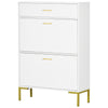 Shoe Storage Cupboard with 2 Flip Doors and Sliding out Drawer, White
