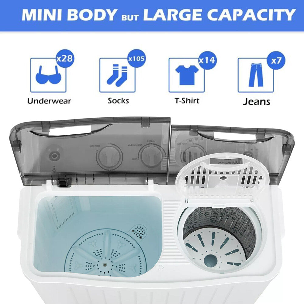 Compact Drop Washing 8.5kg Twin Tub Portable Washing Machine Compact Mini Laundry Washer Sp ...