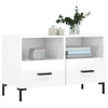 TV Cabinet in High Gloss White Engineered Wood with Legs, Spacious E9I2