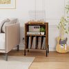 Record Player Stand Turntable Stand w/ 5 Storage Compartments-Coffee