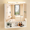 Bathroom Mirror Cabinet with Shaver Socket & Door & Open Compartment & LED Vdlod