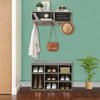 Gray Hall Tree with Padded Seat,Coat Rack & 9 Storage Cubbies,Shoe Storage Bench