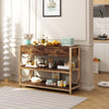 Console Table w/ 2 Drawers 3-Tier Shelves Entryway Hallway Sofa Table Metal Fram