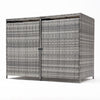 Double Wheelie Bin Store Poly Rattan Garden Outdoor Garbage Storage Shed Dustbin