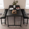 Dining Table Set for 4 w/ 2 Upholstered Benches, Space Saving Kitchen Table Set
