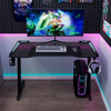 Gaming Desk witn LED RGB Computer Table with Cup Holder & Headphone Hook Black