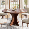 47in Round Dining Table for 4-6,Pedestal Base Wooden Kitchen Table for Apartment