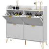 Narrow Shoe Storage Cabinet with 4 Flip Drawers for 16 Pairs of Shoes