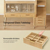 Dressing Table Tempered Glass Top Vanity Makeup Desk 5 Drawers LED Mirror