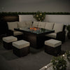 8 Seater Black Rattan Corner Garden Dining Set with Firepit Table FTR187