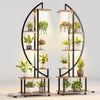 2 Pack 6 Tier Tall Plant Stand, Metal Plant Shelf with Detachable Wheels&Drawers