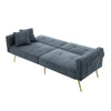 Sofa Bed Love Seat Sofa Settee Couch with Gold Metal Legs & Cushions Gray-blue