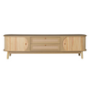 TV Stand Cabinet 170 cm TV Unit With Solid Wood Slide Doors and Rattan Drawers
