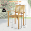 Wooden Dining Chair Outdoor Patio Chair Teak Wood Armchair-Natural